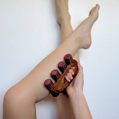 Handheld wooden deep tissue massager
