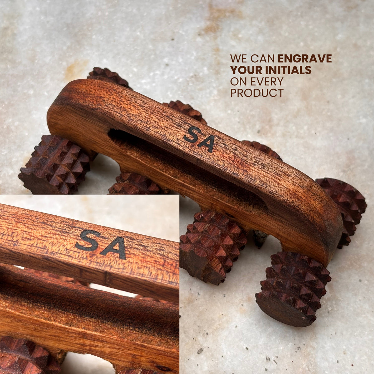 Handheld wooden deep tissue massager