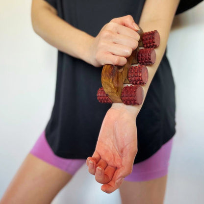 Handheld wooden deep tissue massager