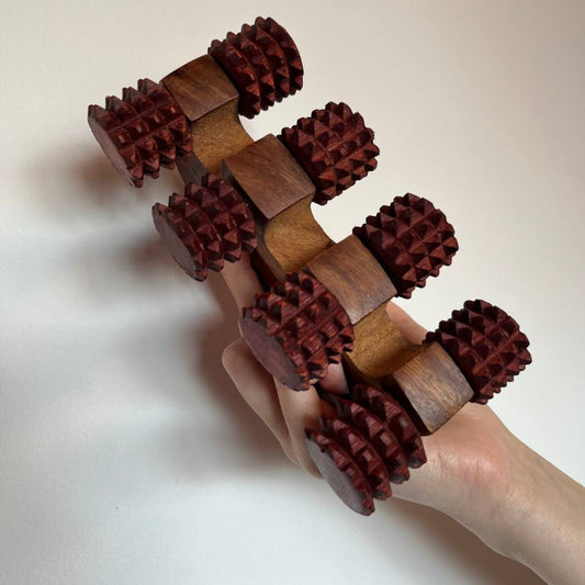 Handheld wooden deep tissue massager