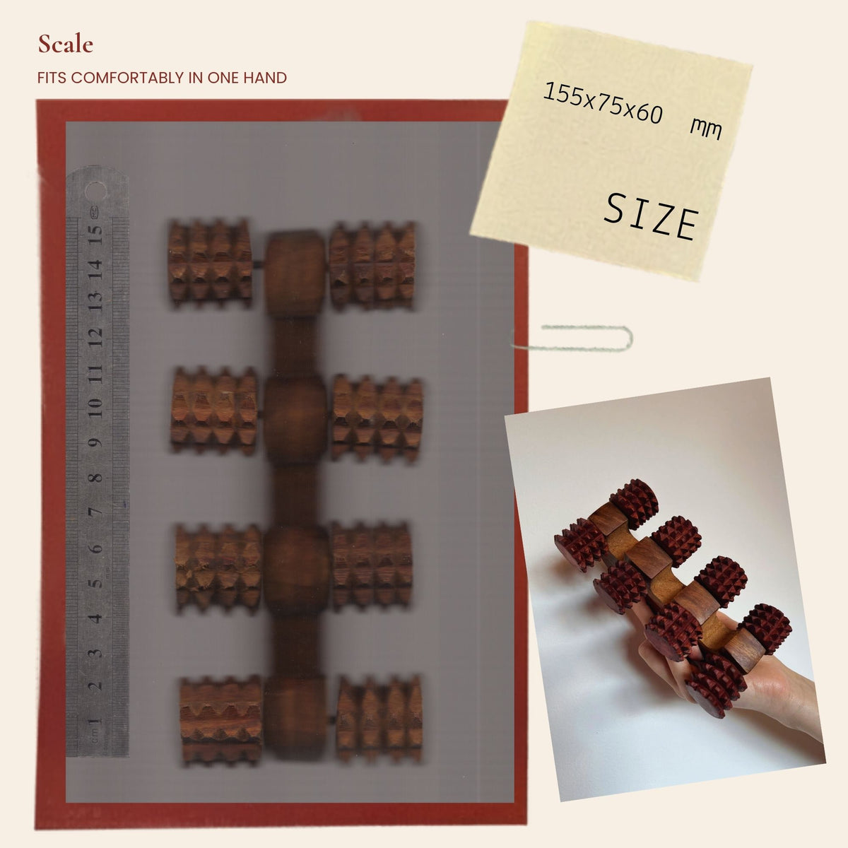 Handheld wooden deep tissue massager