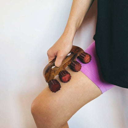 Handheld wooden deep tissue massager