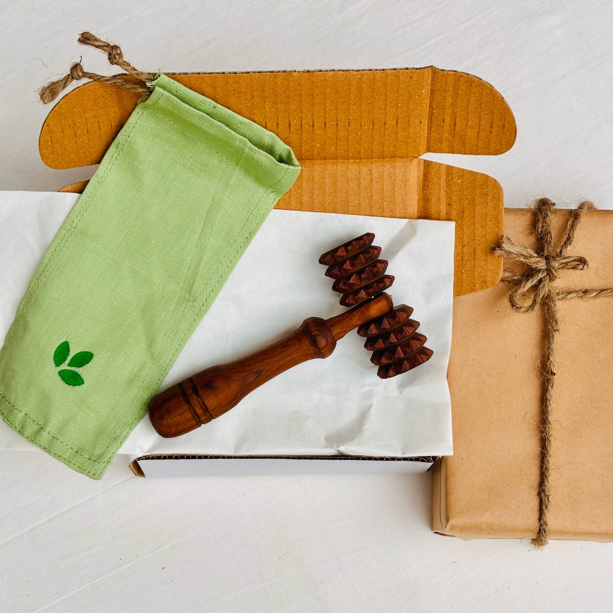 Wooden deep tissue massage roller