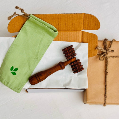 Wooden deep tissue massage roller