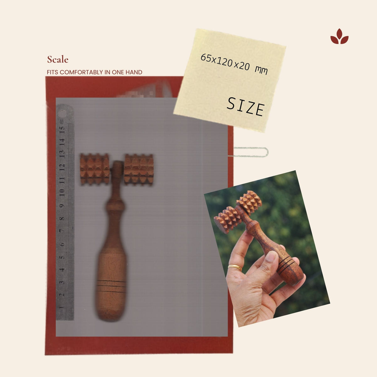 Wooden deep tissue massage roller