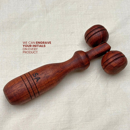 Wooden facial massage roller