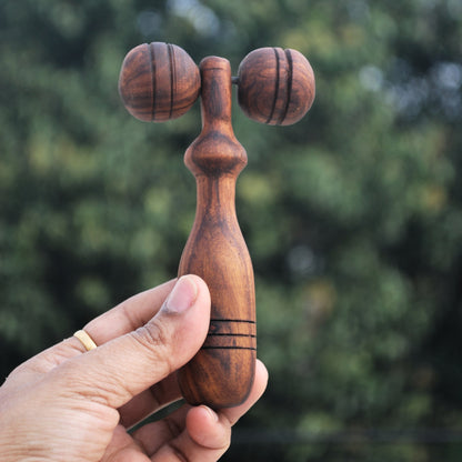 Wooden facial massage roller