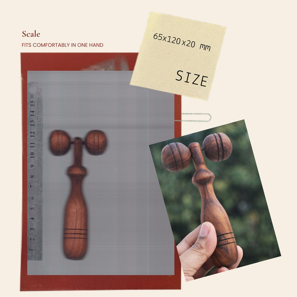 Wooden facial massage roller