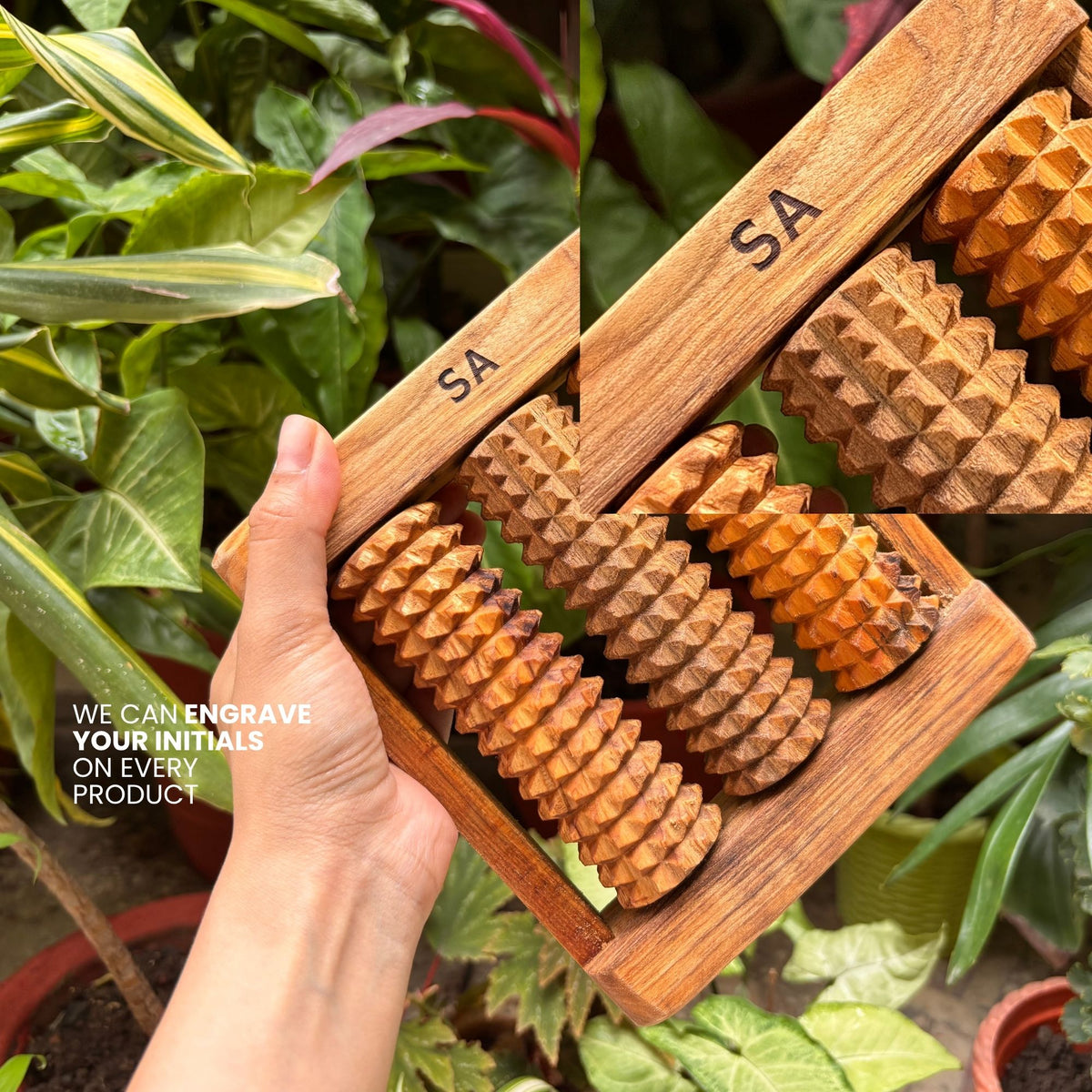 Wooden foot reflexology roller